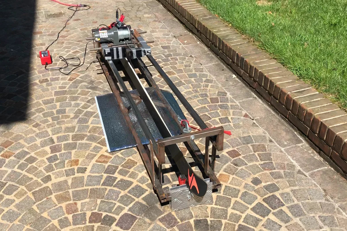 Victor Wiacek's early ski-edge cut-resistance testing machine
